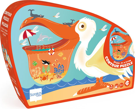 Puzzle contour à gratter - pélican - 32,9x51,9x0,25cm - 24 pièces - 3 ans