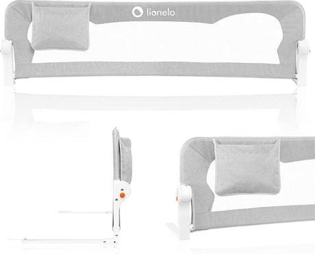 Barrière de lit Lionelo eva - barrière de sécurité jusqu'à 27 kg - pliable à 180° - 150 cm de large - cadre en aluminium durable - blocage sécurisé standsafe - pour enfants de 18 mois à 5 ans
