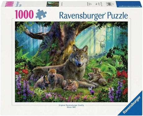 Ravensburger puzzle famille loup dans la forêt - 1000 pièces animaux.