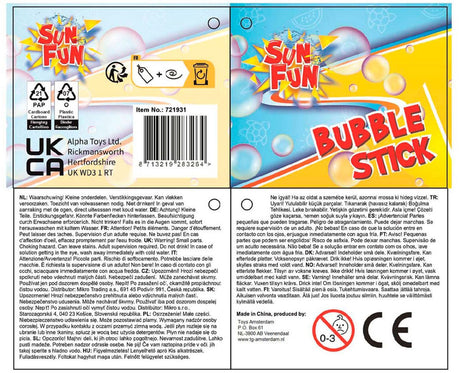 Bâton à bulles Sun Fun 120 ml 37 cm, 24 pcs.