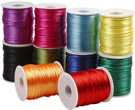 Cordon satin Creativ company, épaisseur 2 mm, couleurs fortes, 10x50 m 1 boîte