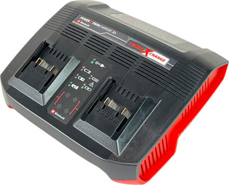 Chargeur duo Einhell - power x-change - 18 v - courant de charge 3a - support mural intégré - convient à toutes les batteries power x-change