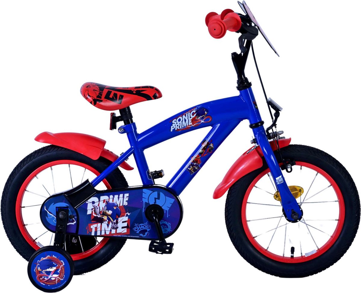 SONIC Prime Children's Bicycle - Boys - 14 pouces - rouge bleu
