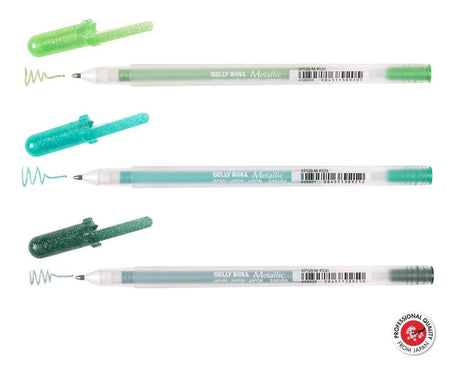 Sakura gelly roll métallisé lot de 3 stylos gel forêt