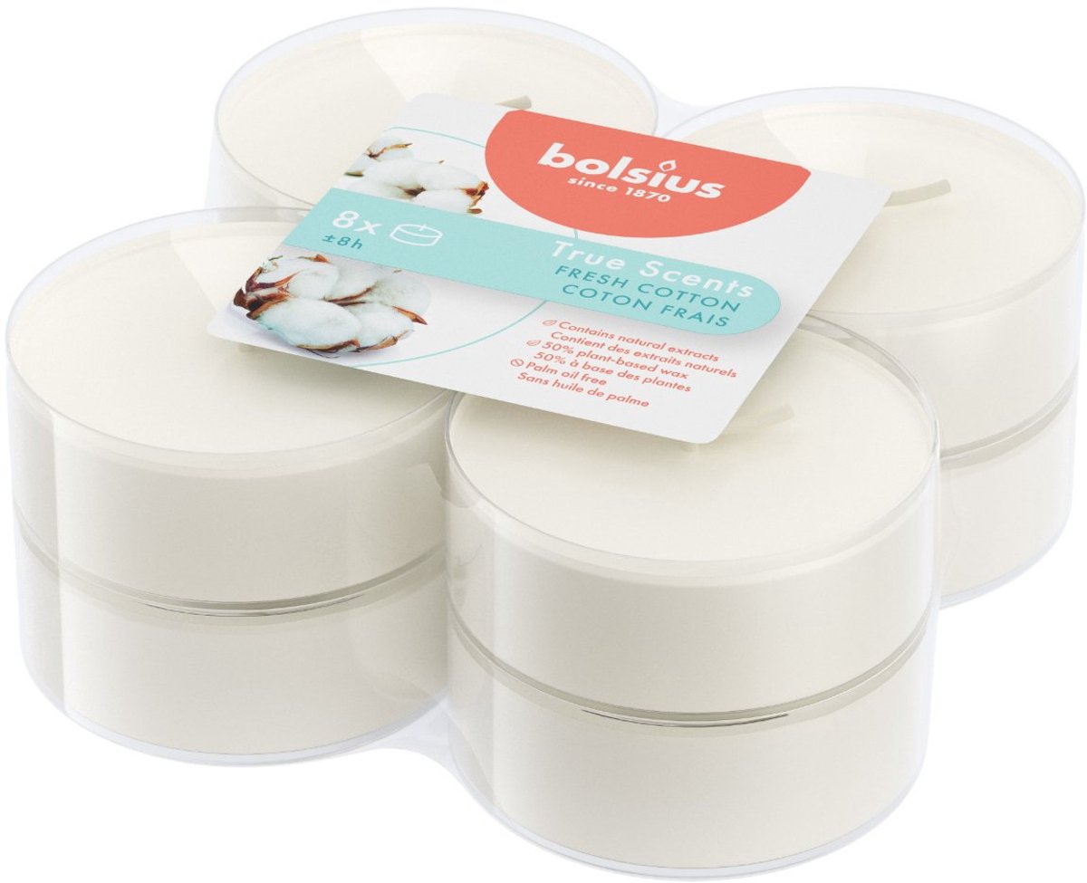 Bolsius maxilight parfum 8pcs coton frais