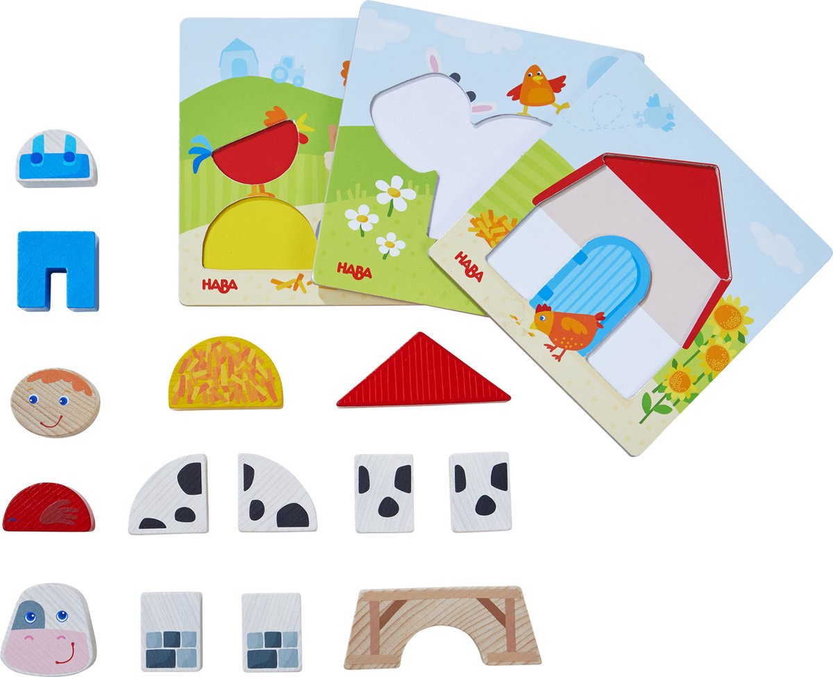 Haba puzzle de forme ferme junior 15 x 15 cm bois 17 pièces