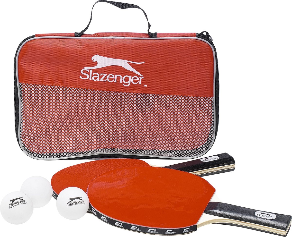 Set de tennis de table Slazenger 6 pièces - avec 4 balles de ping-pong et 2 raquettes de tennis de table - set de ping-pong avec sac de rangement