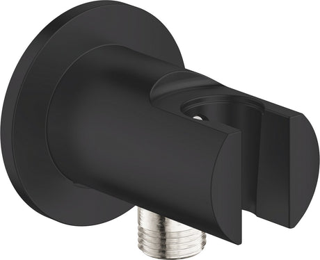 Raccord mural universel Grohe quickfix vitalio avec coude d'évacuation et support mural pour douchettes à main - noir mat