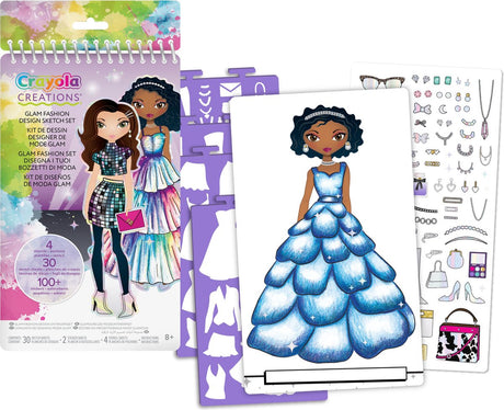Crayola - créations - livre de coloriage - coffret mode glam - coffret dessin avec pochoirs et autocollants pour enfants