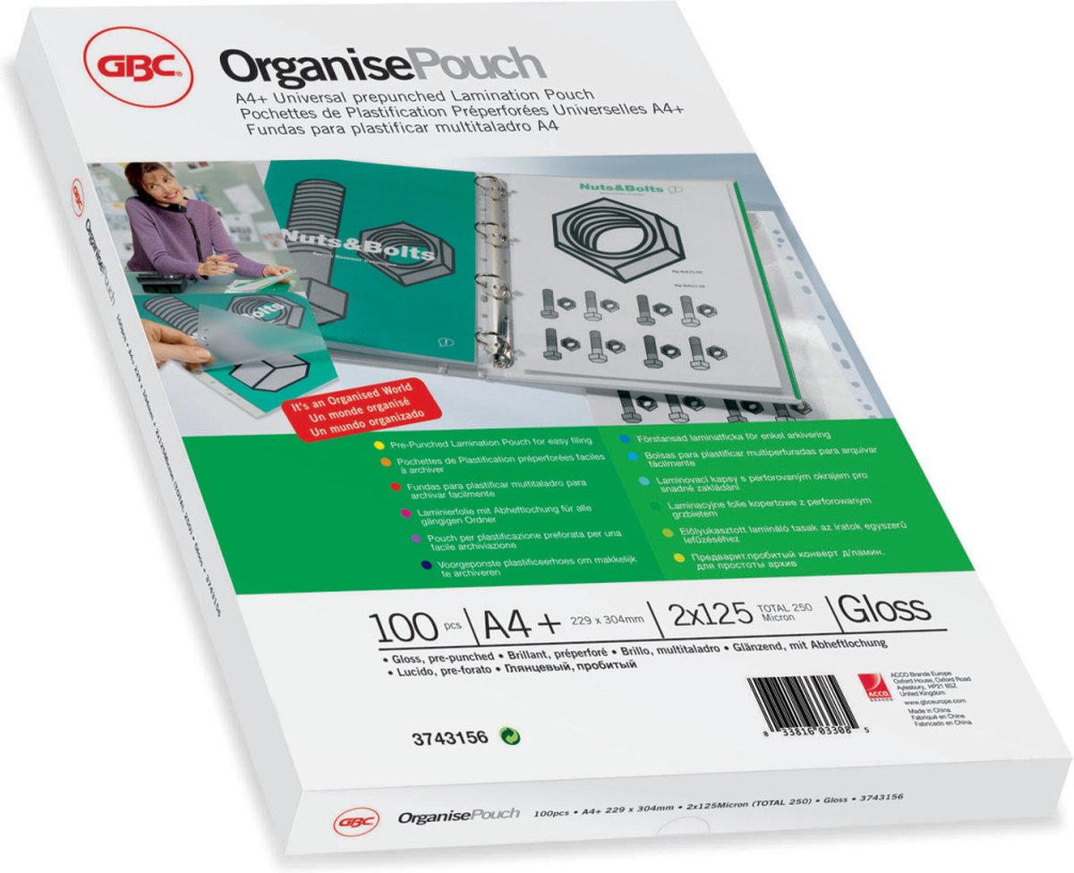 Organisateur de pochettes de plastification Gbc - a4 2x75microns - paquet de 25 pièces