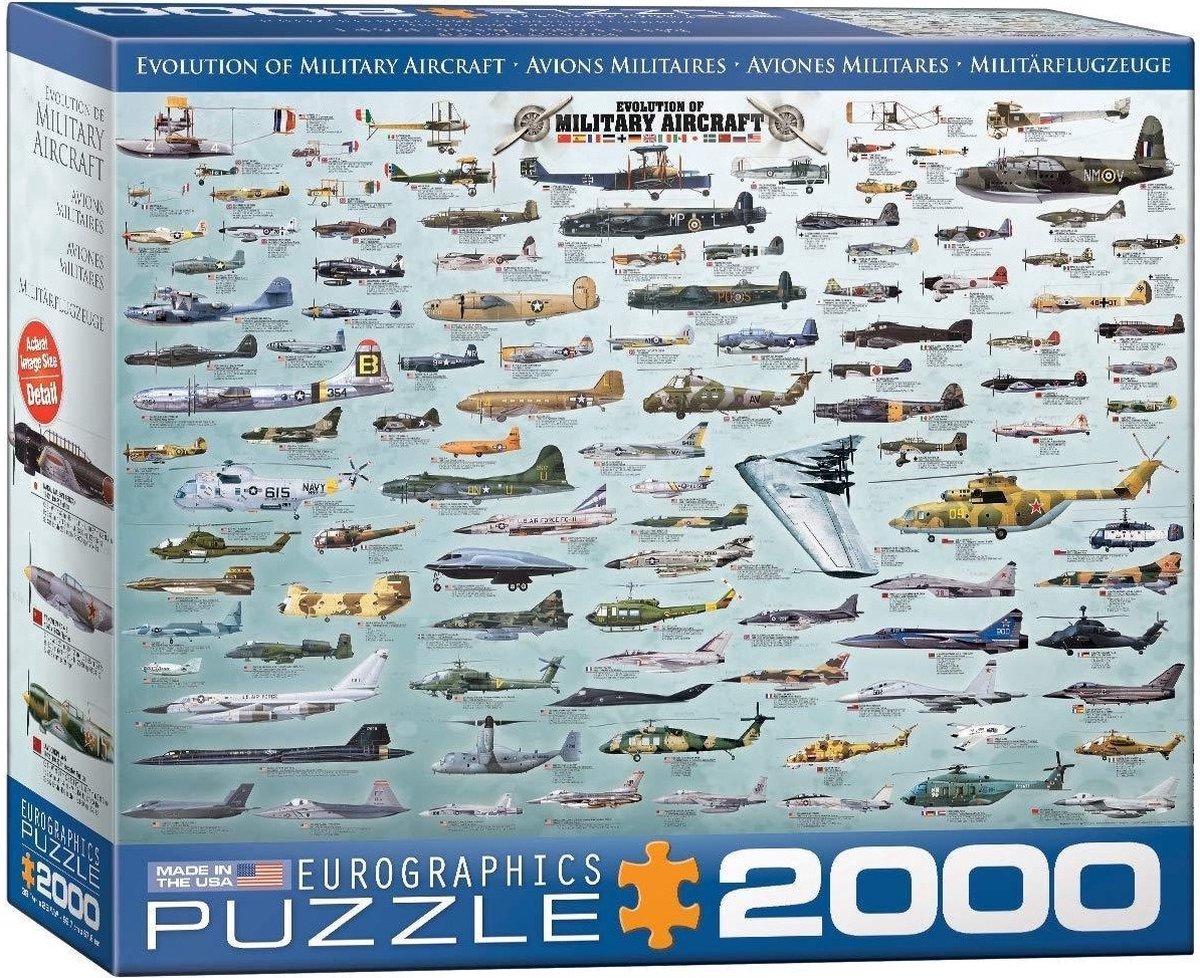 Eurographics - évolution des avions militaires - 2000 pièces 97×68cm (l×h) - puzzle