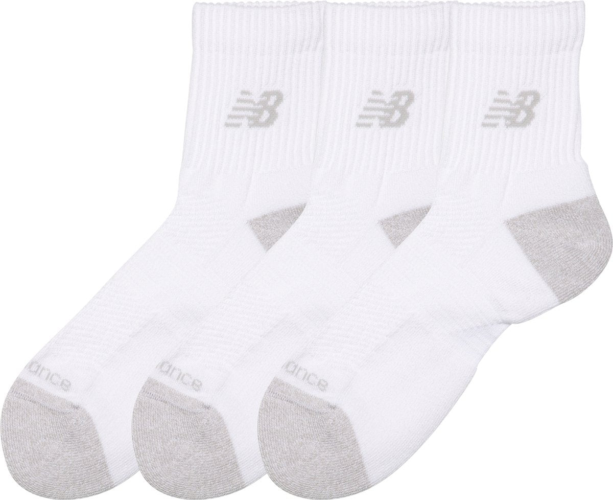 New balance active qtr chaussettes 3 pack chaussettes de sport unisexes - blanc