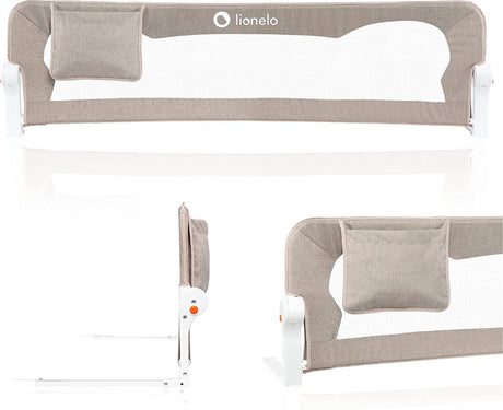 Barrière de lit Lionelo eva - barrière de sécurité jusqu'à 27 kg - pliable à 180° - 150 cm de large - cadre en aluminium durable - blocage sécurisé standsafe - pour enfants de 18 mois à 5 ans