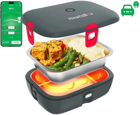 Faitron - heatsbox drive - lunch box électrique - inox - lunch box chauffante - pour repas chauds - différents compartiments - avec application - 12 24v