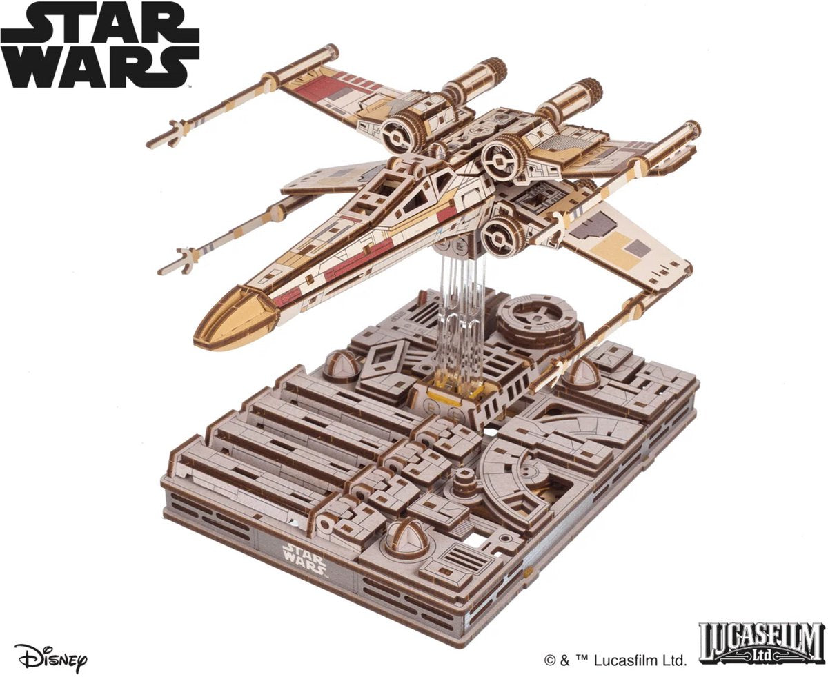 Kit modèle 3D Ugears - chasseur x-wing de Luke Skywalker - star wars - kit de construction mécanique bois - jouets éducatifs