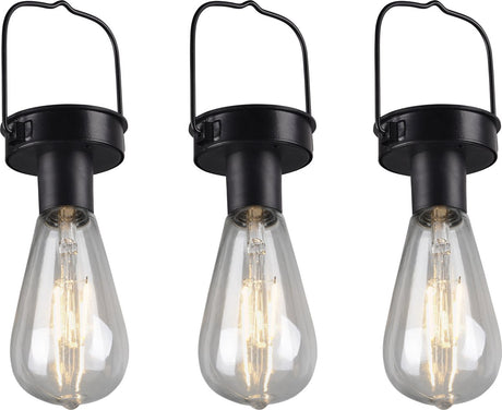 Rl live your light Reality Campus - lampe suspendue - noir mat - lot de 3 lumières - incl. 3x smd 1w - solaire - énergie solaire - éclairage extérieur - ip44