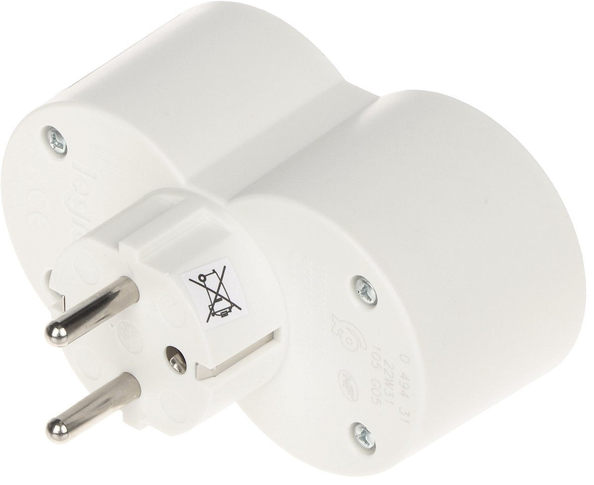 Prise domino Legrand 2x2p+a en façade - blanc-gris