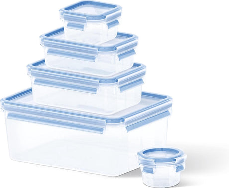 Boîte pour aliments frais Tefal 100% étanche, lot de 5 pièces 0,15 0,2 0,55 1,00 3,70l