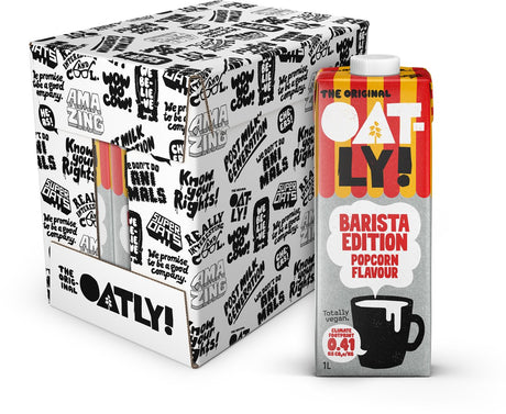 Ouah ! Oatly Oats Barista Edition Popcorn Saveur - 6 pièces - (6l) - Lait végétal longue conservation - Barista Popcorn - Value Pack