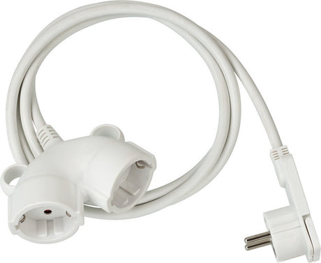 Brennerstuhl rallonge en plastique de haute qualité avec fiche plate (rallonge plate pour l'intérieur avec câble, rallonge d'alimentation avec double prise, rallonge 2 voies) blanc 10m blanc