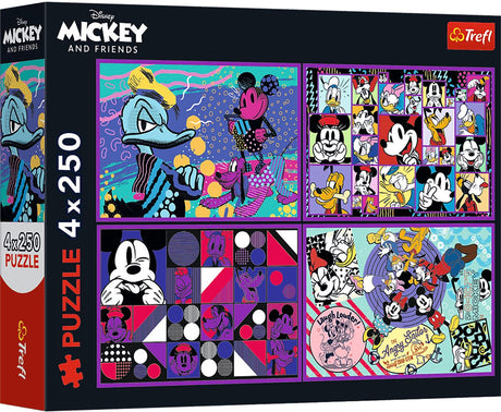 Ensemble puzzle Trefl - aventures de Mickey Mouse - 4x250 pièces - Disney.
