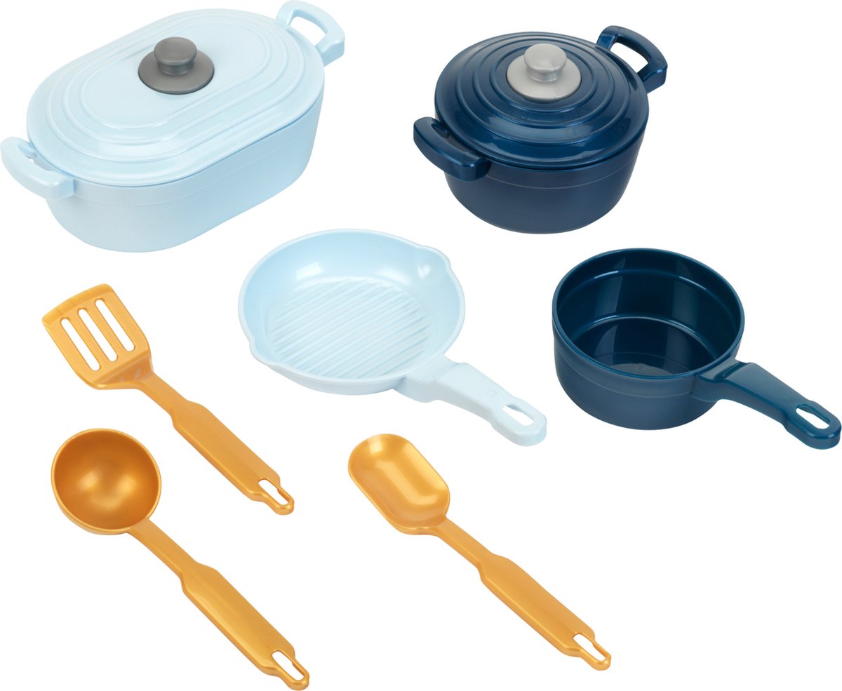 Klein jouets ustensiles de cuisine - louche, spatule, cuillère de cuisine, poêle à griller, casserole, marmite, poêle avec couvercle - multicolore