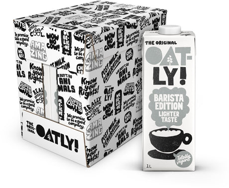 Ouah ! oatly oats barista édition goût plus léger - 6 pièces - (6l) - lait végétal longue conservation - goût barista plus léger - pack économique