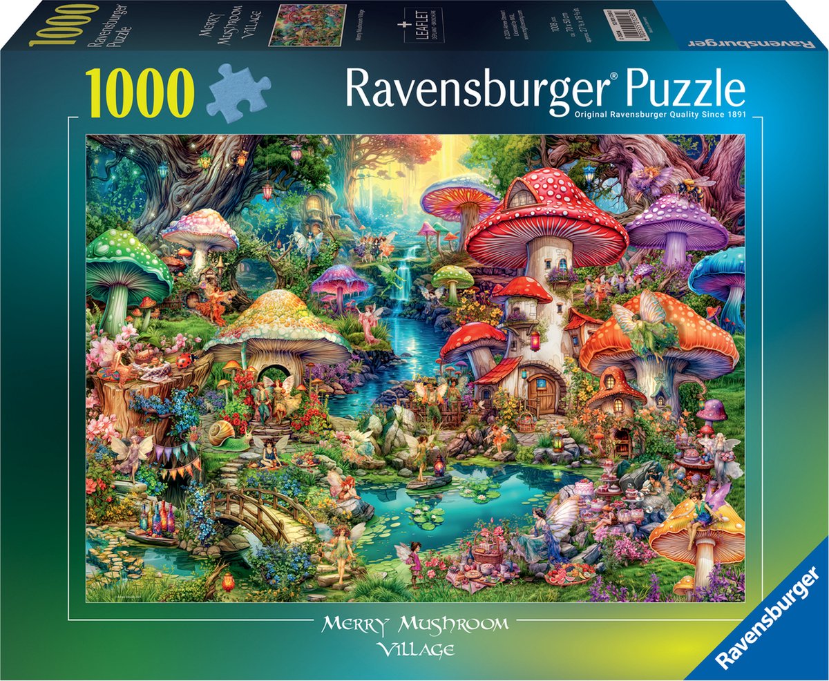 Ravensburger puzzle joyeux village de champignons, 1000 pcs.