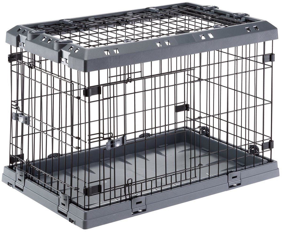 Cage pour chien Ferplast supérieure grise - banc - 77x51x55 cm