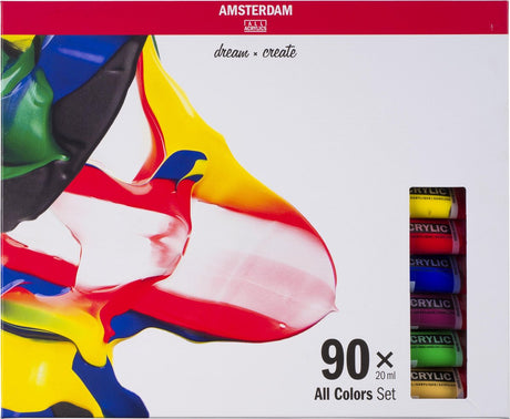 Ensemble complet de peinture acrylique série standard Bruynzeel Amsterdam 20 ml, 90 pièces.