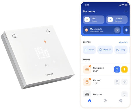 Netatmo thermostat intelligent original - thermostat intelligent filaire - contrôle par application, aperçu de la consommation d'économie d'énergie - compatible avec Apple Home, Google Home, Alexa - blanc