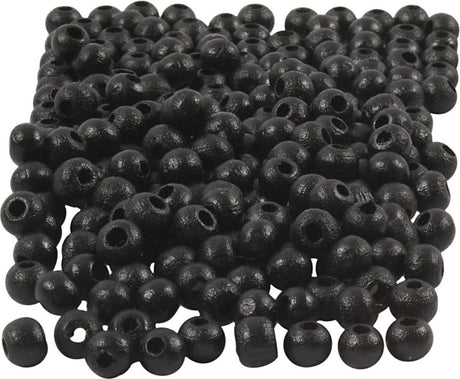 Creativ company cc perles en bois 5 mm noir 150 pièces