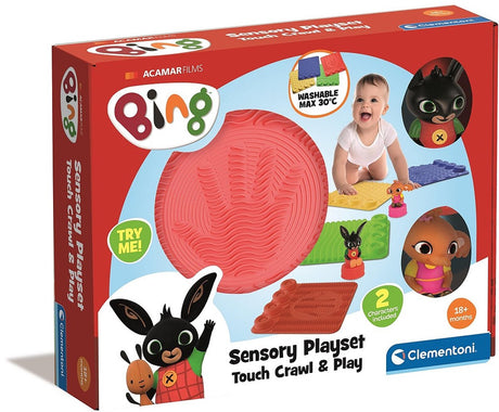 Clementoni baby - tapis de jeu sensoriel bing avec figurines de jeu, 6 pièces.