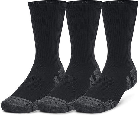 Under armour ua performance tech 3pk crew-blk chaussettes de sport unisexes - noir - gris jet