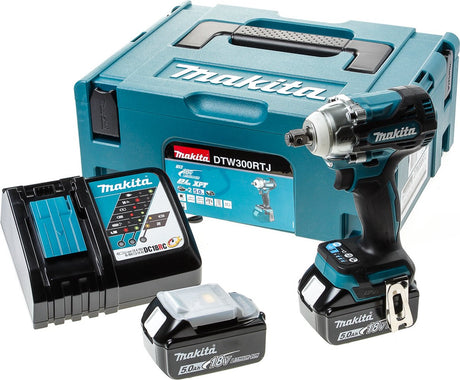 Makita dtw300rtj clé à chocs 18v batterie 5,0 ah (2 pièces), chargeur rapide, mbox
