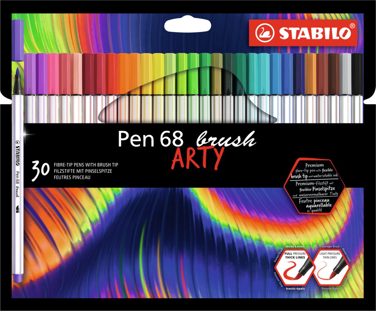 Stabilo pen 68 pinceau - feutre - arty - lot de 30 pièces