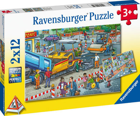 Puzzle Ravensburger Travail sur la route - deux puzzles - 12 pièces - puzzle pour enfants