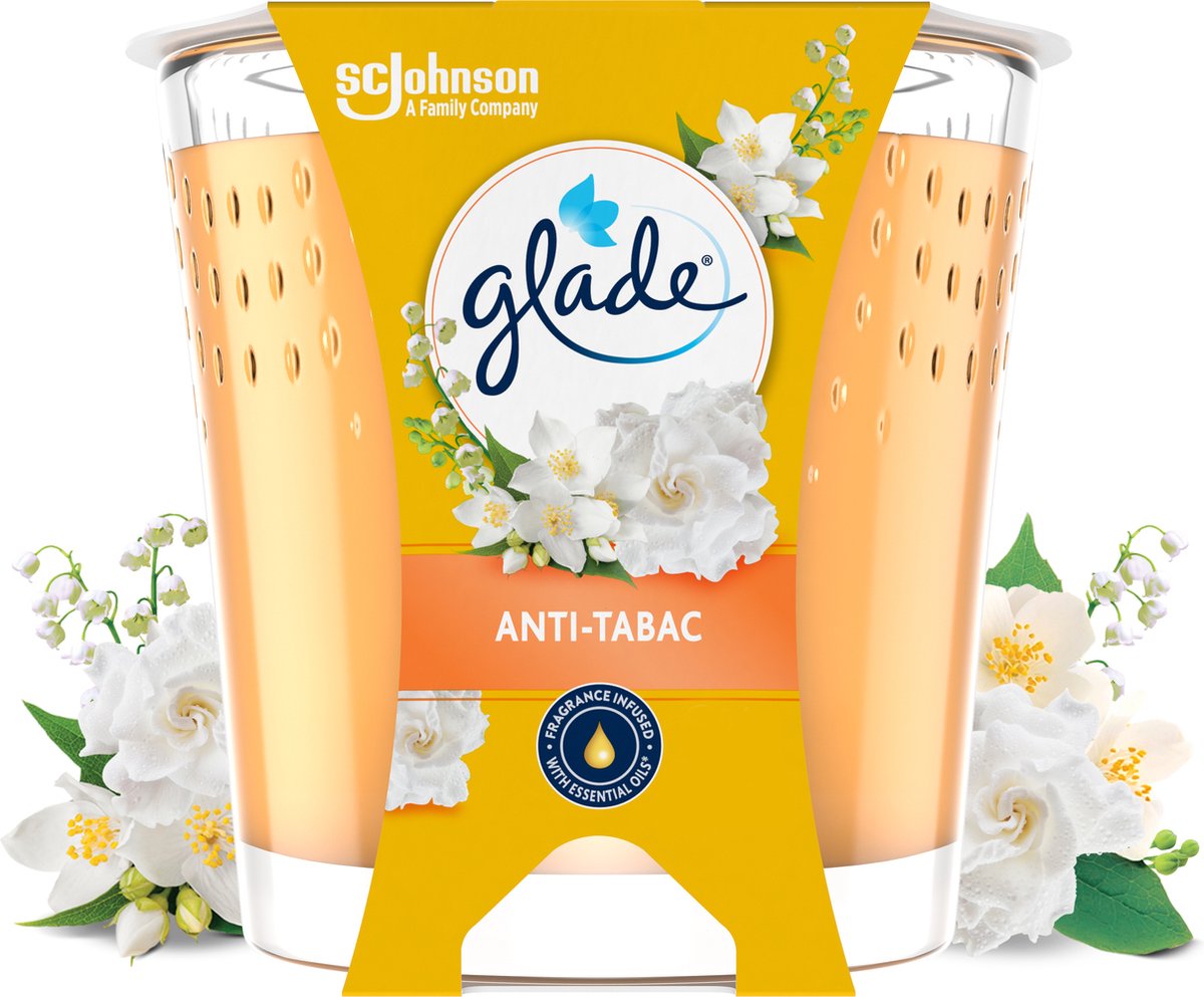 Bougie parfumée Glade anti-tabac 100% cire de colza