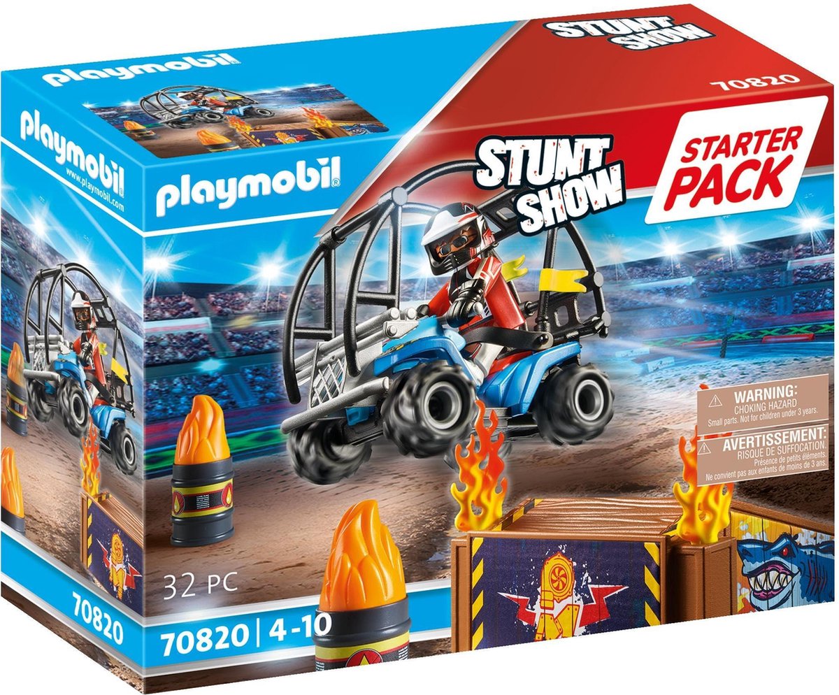 Playmobil starter pack cascadeur quad avec rampe d'incendie - 70820