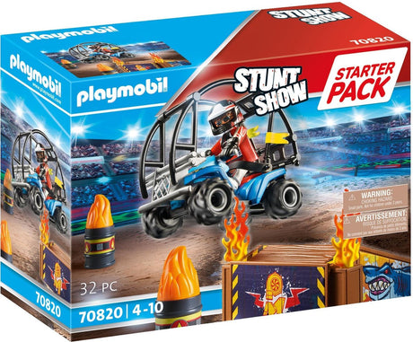 Playmobil starter pack cascadeur quad avec rampe d'incendie - 70820