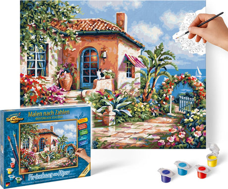Peinture Skipper par numéros - maison de vacances au bord de la mer - forfait passe-temps