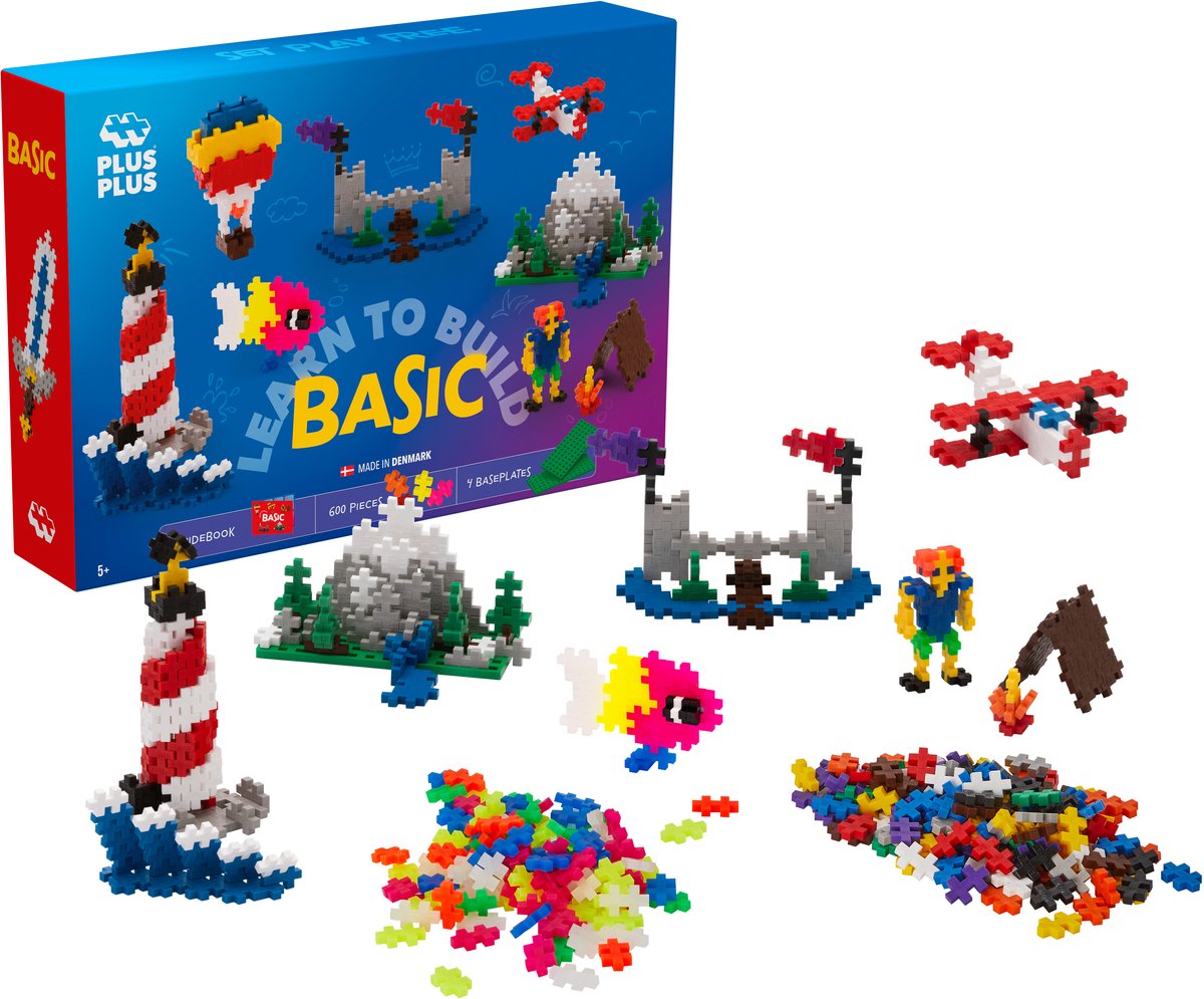 Plus-plus apprendre à construire un ensemble de construction de 600 pièces - 5008 - jouets de construction - jouets de construction - ensemble avec blocs de construction - à partir de 5 ans