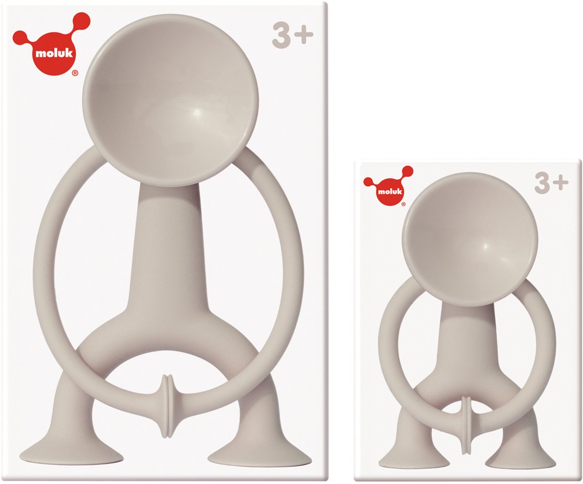 Figurine articulée Moluk boogi - beige - h12cm - avec ventouses pour toute surface lisse - 3 ans