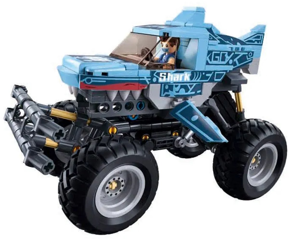 Sluban Power Bricks Bigfoot Blue Jouets de construction pour enfants à partir de 6 ans - Jouets de construction Modèle de camion monstre - Boîte de construction avec 273 blocs de construction et 1 figurine - m38-b1163