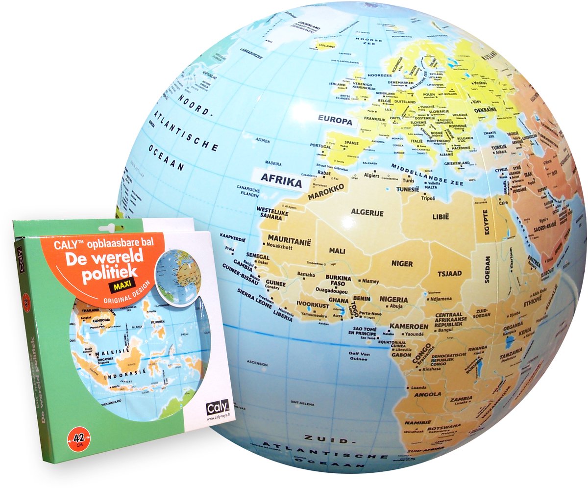 Ballon du monde gonflable Caly 42 cm politique mondiale