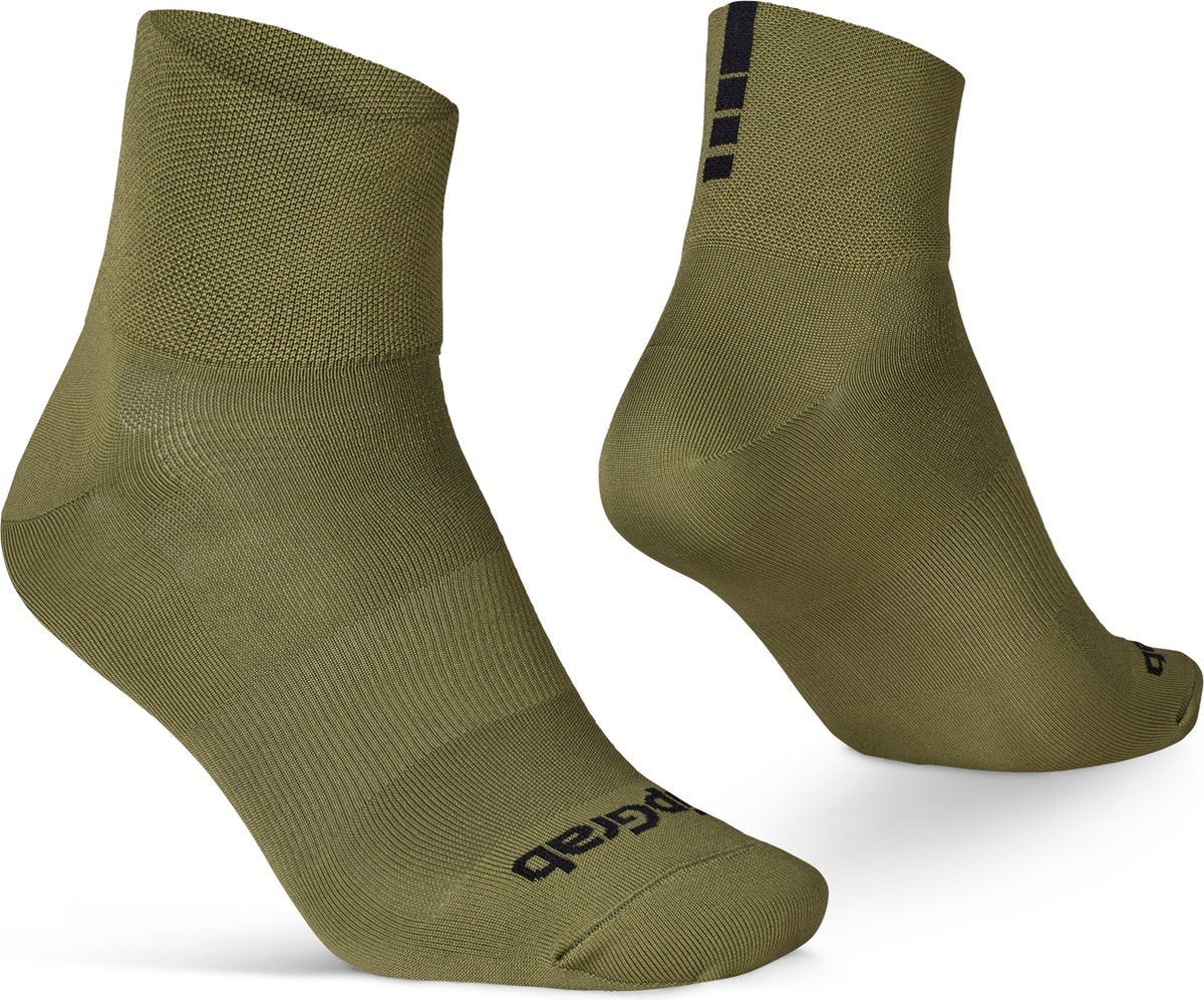 Gripgrab - chaussettes de cyclisme d'été légères SL courtes et performantes 1 paire de chaussettes de cyclisme coolmax coupe basse - vert olive - unisexe - taille xs (35-38)