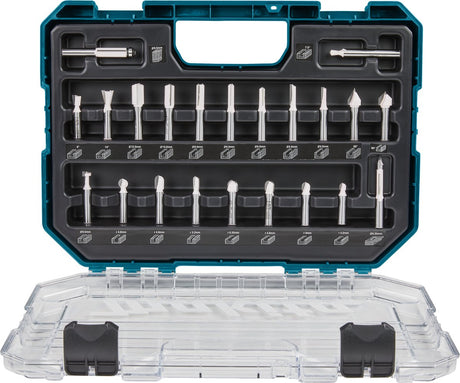 Accessoires Makita d-74784 | kit de fraisage 8mm | 22 pièces | dans un coffret en plastique - d-74784