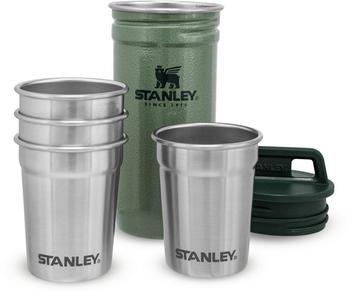Ensemble de verres à shot emboîtables Stanley Adventure 0,59 ml - Verres à shot sans BPA - Verres à shot en acier inoxydable - Facile à empiler et à ranger - Passe au lave-vaisselle - Vert martelé