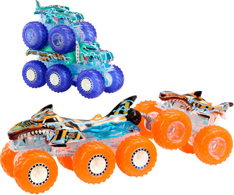 Hot Wheels Monster Trucks - Big Rig et camion multipack requin tigre et méga-wrex