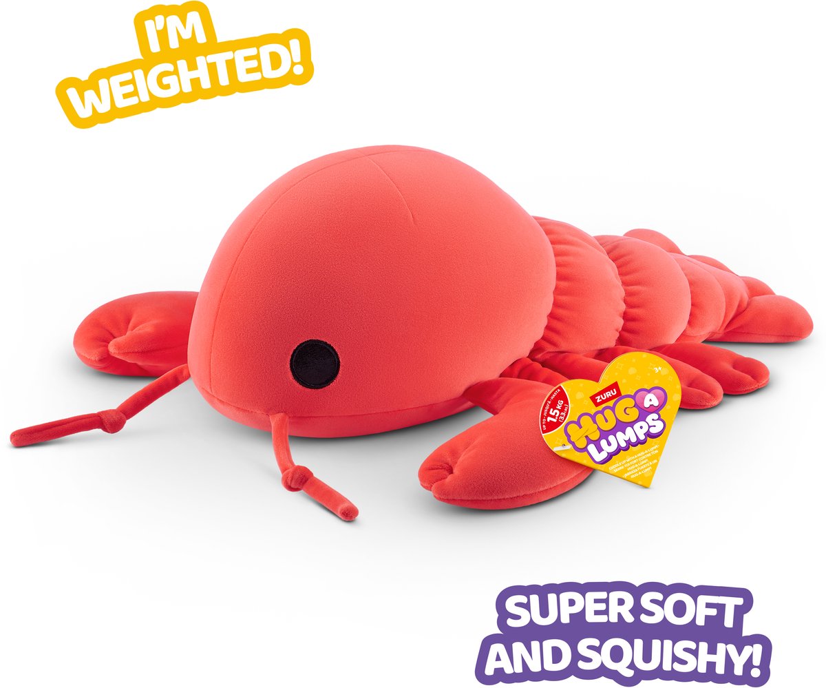 Peluche Zuru en forme de homard de poids moyen.